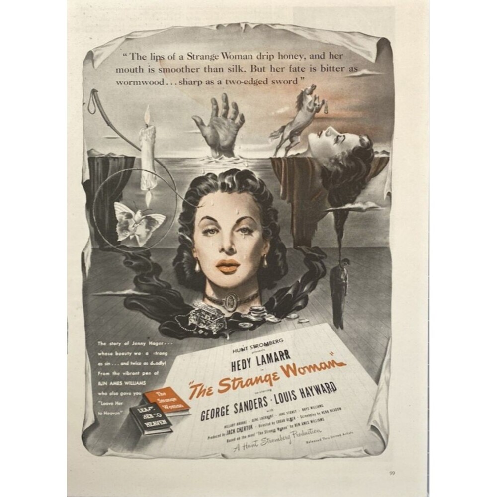 United Artists "The Strange Woman" Hedy Lamarr & George Sanders Print Ad 1946